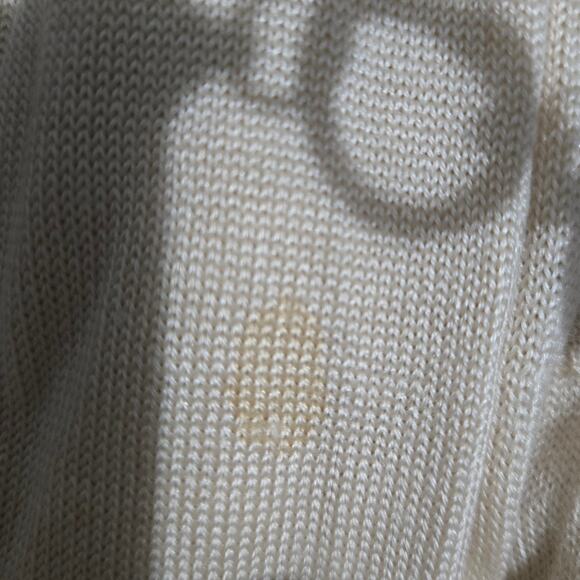 Vintage Hermes Alphabet Polo Top Beige Print Silk Scarf Knit Annie Faivre Small - Picture 10 of 16